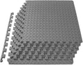 ProsourceFit Puzzle Exercise Mat - EVA Interlocking Foam Tiles for Home Gym | Grey, 24" x 24" - 6 Tiles