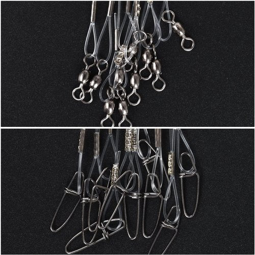50lb Fluorocarbon Fishing Leaders by [Brand Name] - 10/20 Pcs, 20in Saltwater/Freshwater with Swivel & Snap
