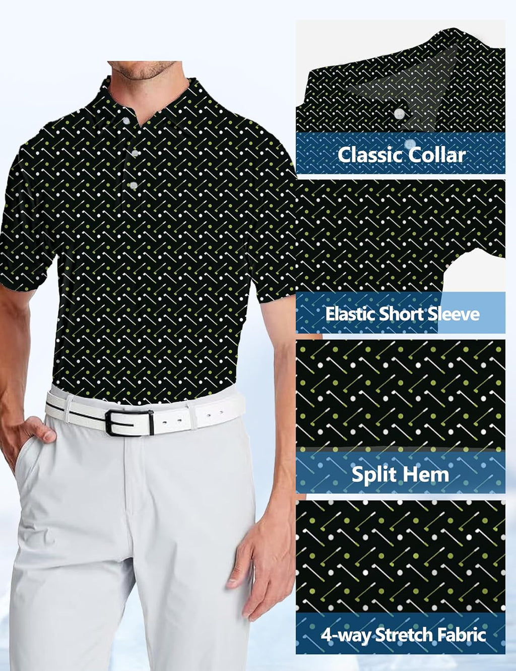 Skiennix Golf Shirts for Men - Moisture-Wicking Performance Short Sleeve Polo | Comfortable Fit