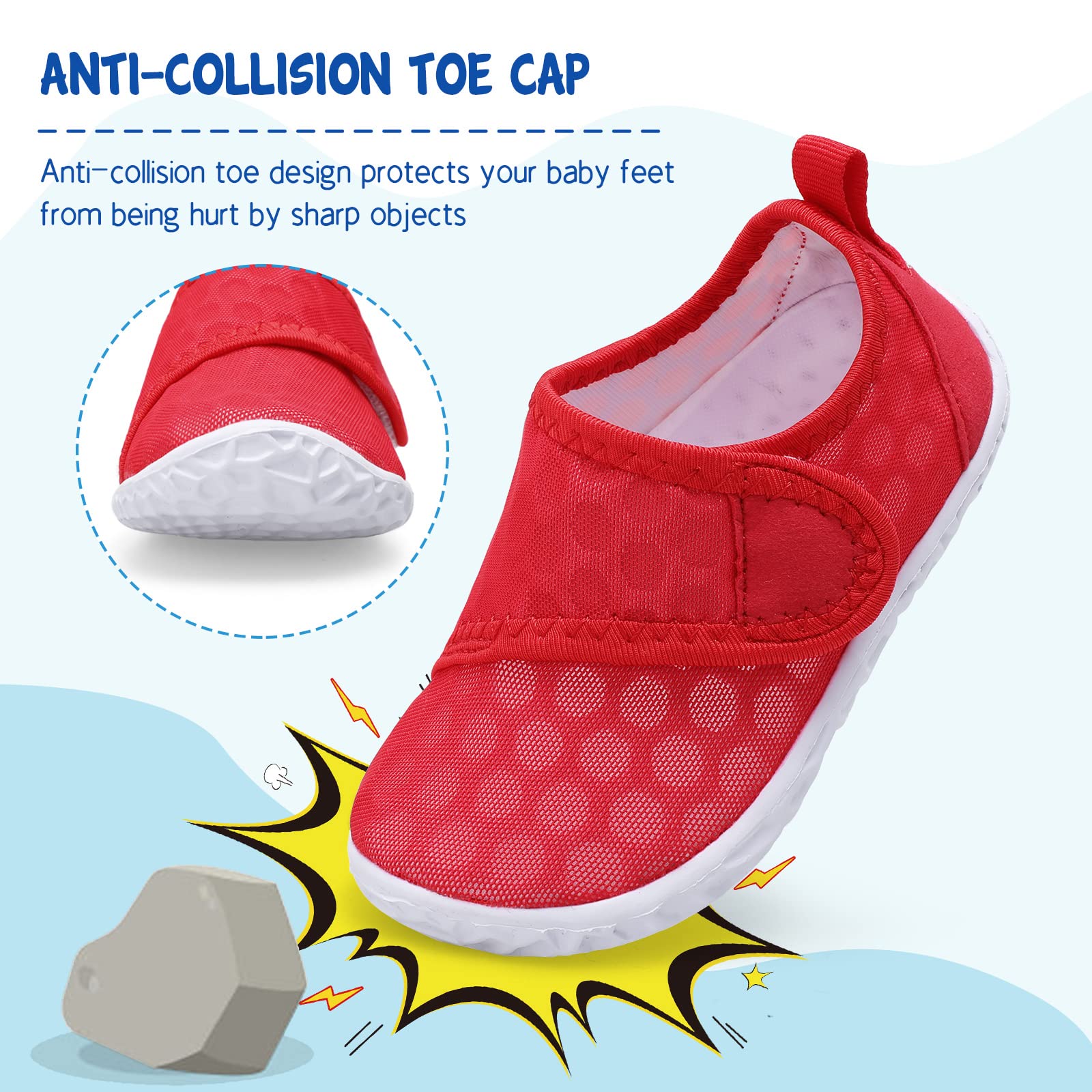 LeIsfIt Boys Girls Water Shoes Kids Aqua Socks Toddler Quick-Dry Swimming Shoes Non-Slip Summer Shoe for Beach Pool Surf, Red, 9 Toddler