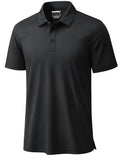 TACVASEN Men’s Polo Shirt Short Sleeve Dry Fit Golf Collar 3-Button Black XL