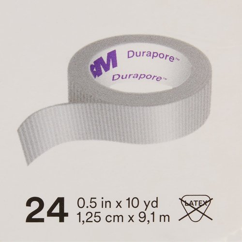 3M Durapore Surgical Tape 1/2"X10Yard Roll Silk Hypoallergenic - Box of 24 - Model 1538-0