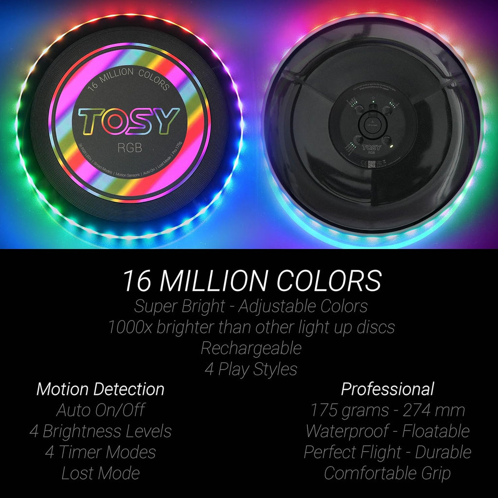 TOSY RGB White Frisbee & Blue Flying Ring Set - Perfect for Outdoor Fun & Games