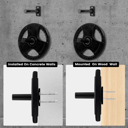 Wall Mounted Weight Plate Rack Storage, Steel Wall Mounted Weight Plate Holder Fits 2" Plates for Home Gyms, Garages, and Power Racks (Black-4pis)