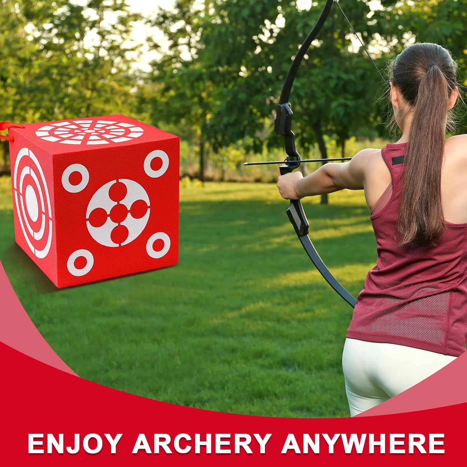 ShinyRelief 3D Foam Archery Target - Lightweight 6-Sided Dice Cube with Handle | 13 x 13 x 13 Inch