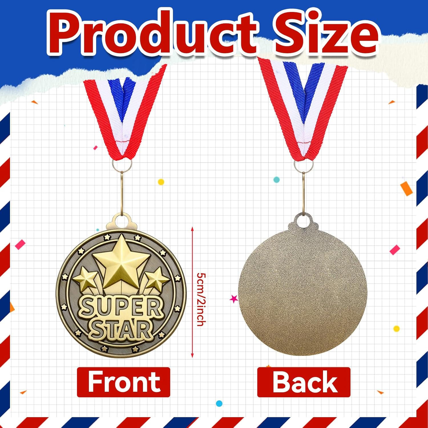Quelay 30 Pcs Gold Medals - 2'' Metal Trophy Awards with Neck Ribbons for Kids & Adults