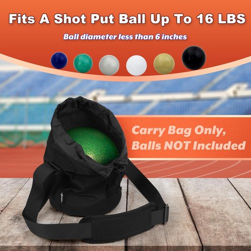 Cosmos Shot Put Carry Bag - Portable Shoulder Bag with Adjustable Strap & Foam Padding for 6-16 LBS Balls