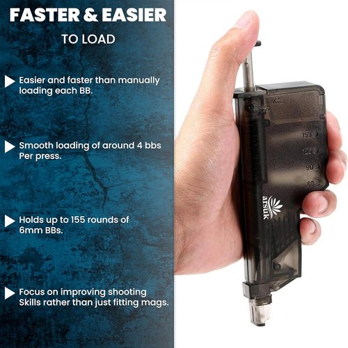 ARSUK Airsoft Speed Loader - Quick BB Reloading Tool with Adapter | Fast, Durable Loader for 90, 155, 1600 Rounds