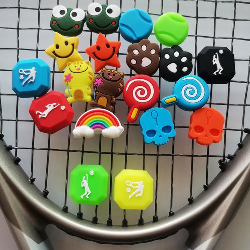 Tennis Dampener Cute/Funny 20 Pack Assorted Tennis Racket Vibration Dampener Soft Silicone Tennis Racquet Shock Absorbing Tennis Damper Tennis Racket Shock Absorber