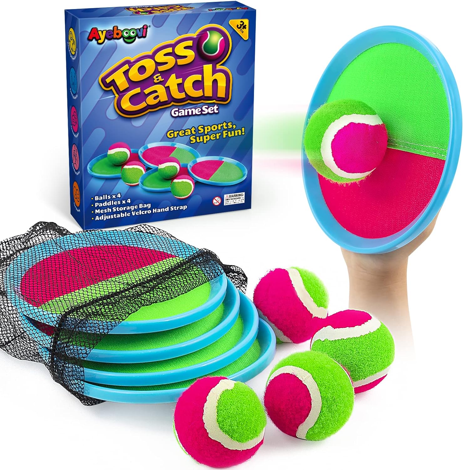 Ayeboovi Toss and Catch Ball Game - Fun Outdoor Toy for Kids | Perfect for Ages 3-10, Upgraded Design