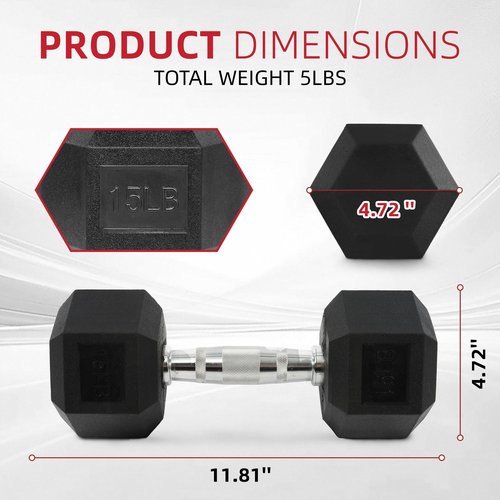 BalanceFrom Rubber Encased Hex Weights Dumbbells Set, Cast Iron Hand Weights with Anti-Slip Grip for Home Gym Strength Training 20LB