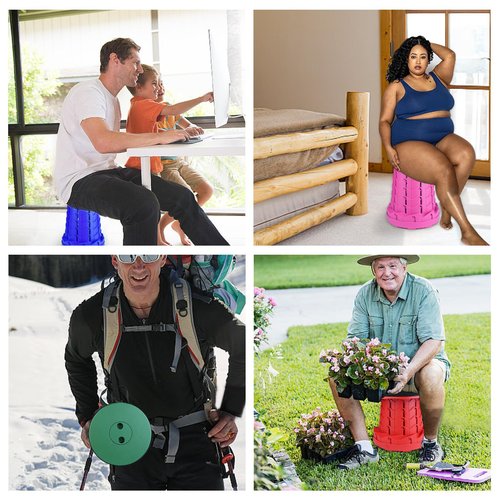 Hesanzol Upgraded Collapsible Stool for Adults, Portable Telescoping Foldable Seat Retractable for Camping Garden Hiking Travel, Adjustable Telescopic Max Load 400lbs