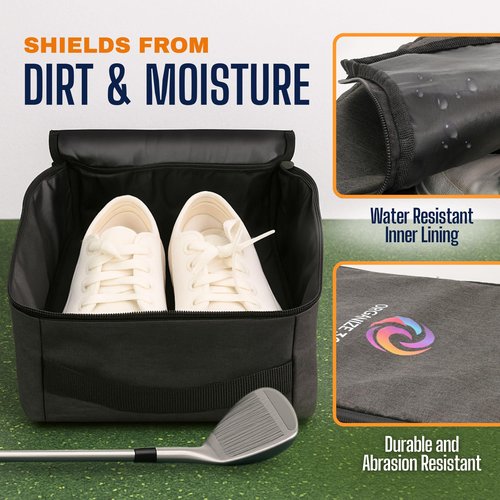 Organize Golf Shoe Bag for Travel – Waterproof Golf Shoes Bag with Ventilation & Pockets | Golf Shoe Bags for Men & Women | Athletic Shoe Carrier for Cleats, Spikes, Sports & Travel