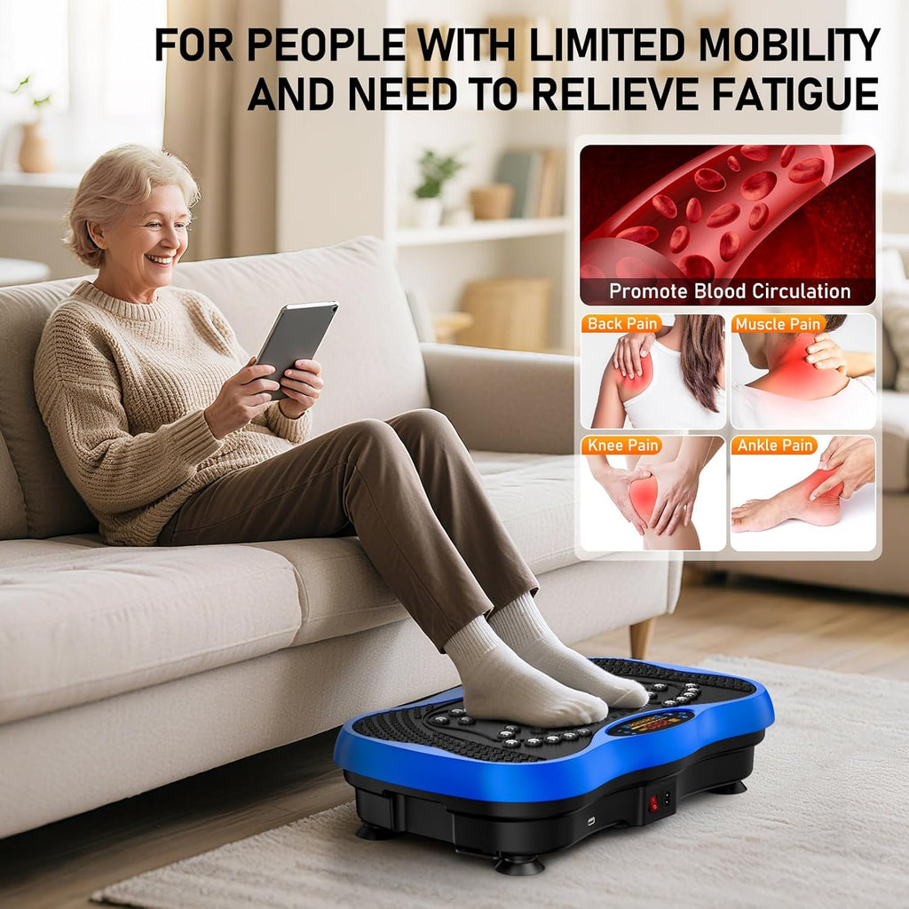 Skiennix Vibration Plate Exercise Machine - 130 Levels for Full Body Workout & Weight Loss | 450 Lbs Capacity with Bluetooth & Resistance Bands