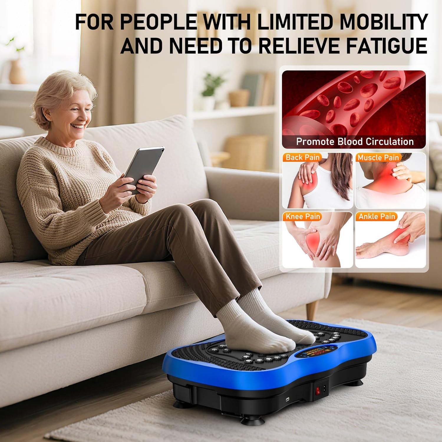 Skiennix Vibration Plate Exercise Machine - 130 Levels for Full Body Workout & Weight Loss | 450 Lbs Capacity with Bluetooth & Resistance Bands