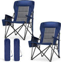 LET'S CAMP Oversized Camping Chairs - Heavy Duty 500LBS Support | Portable Collapsible with Cup Holder & Side Pocket - 2 Pack (Blue)