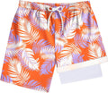 Skiennix Boys Quick Dry Swim Trunks - 2 in 1 Beach Shorts with Compression Liner