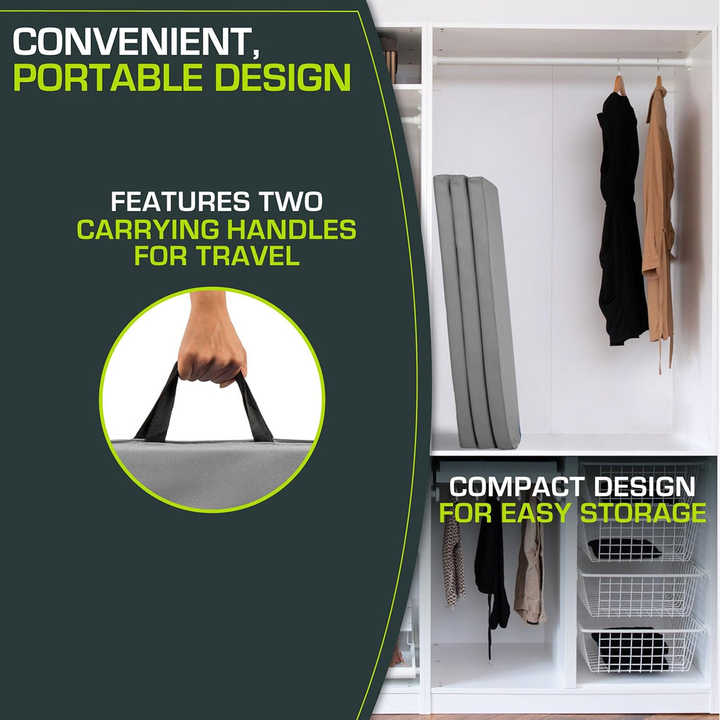 ProsourceFit Tri-Fold Exercise Mat - Thick 6’x4’ with Carrying Handles for Tumbling & Gymnastics