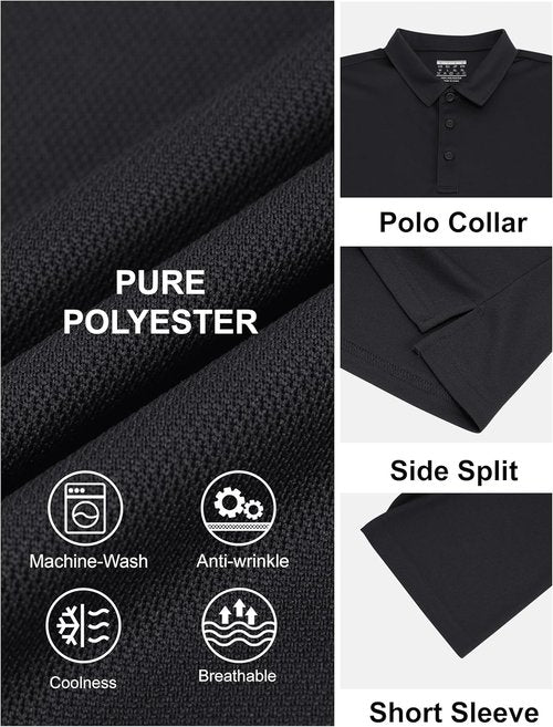 MAGCOMSEN Men's Polo Shirt - Short Sleeve Dry Fit Performance Golf Shirt | Casual Collared Design