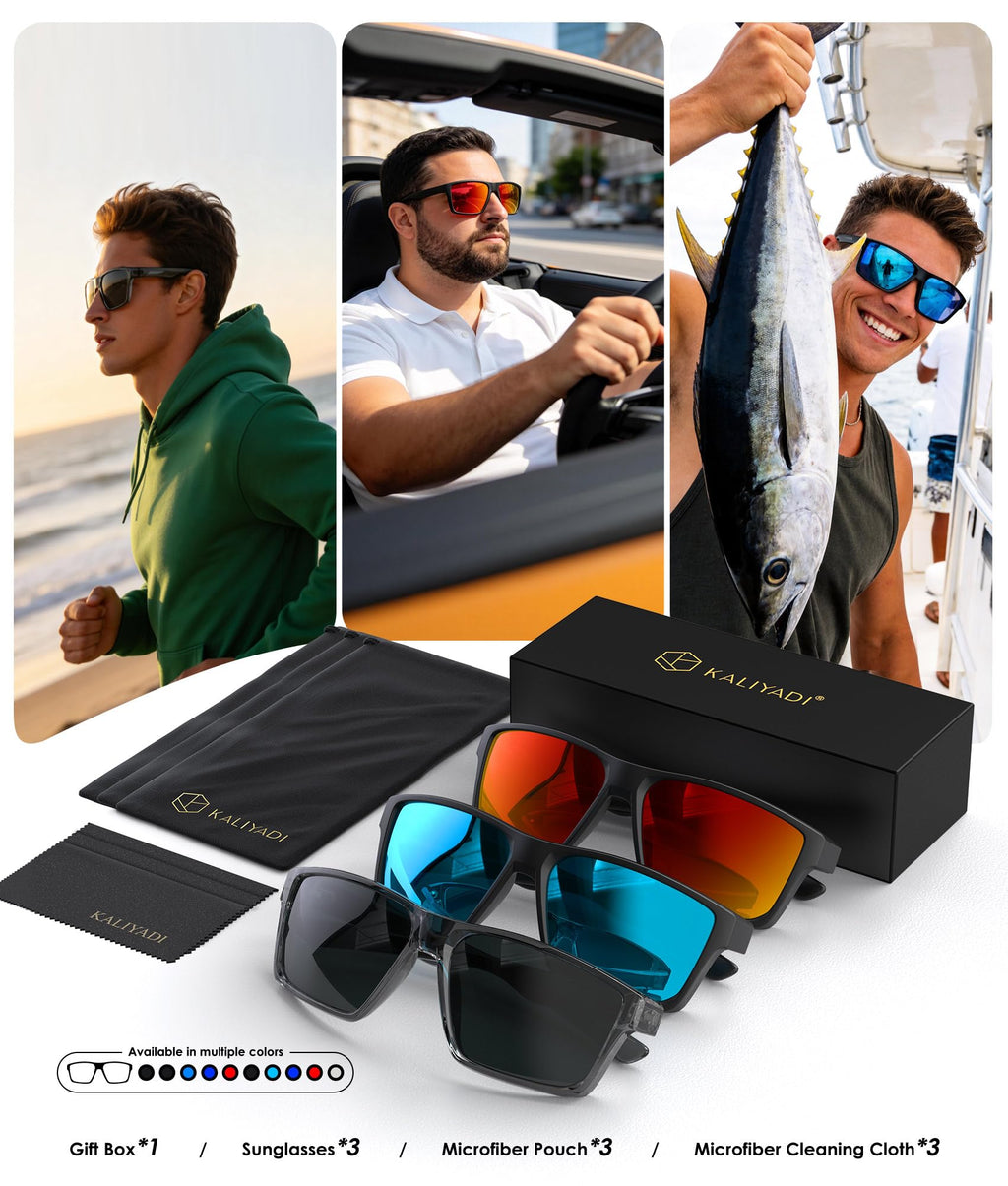 KALIYADI Sports Mens-Sunglasses Women Polarized-Sunglasses-Men: Sun Glasses with UV400 for Driving Running Cycling