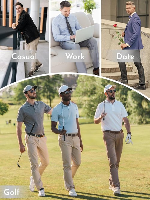 LETAOTAO Men's Golf Pants - Lightweight Stretch Dress Trousers with Pockets | Available in 32"-38" Sizes