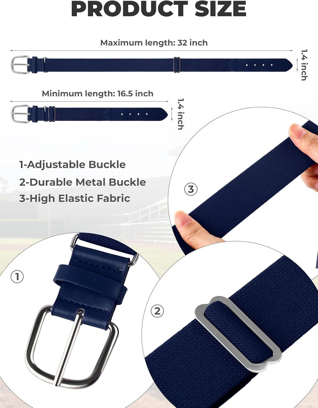 Skiennix Baseball Socks & Belt Combo - Youth Softball & Football Gear for Boys & Girls | 3 Pairs