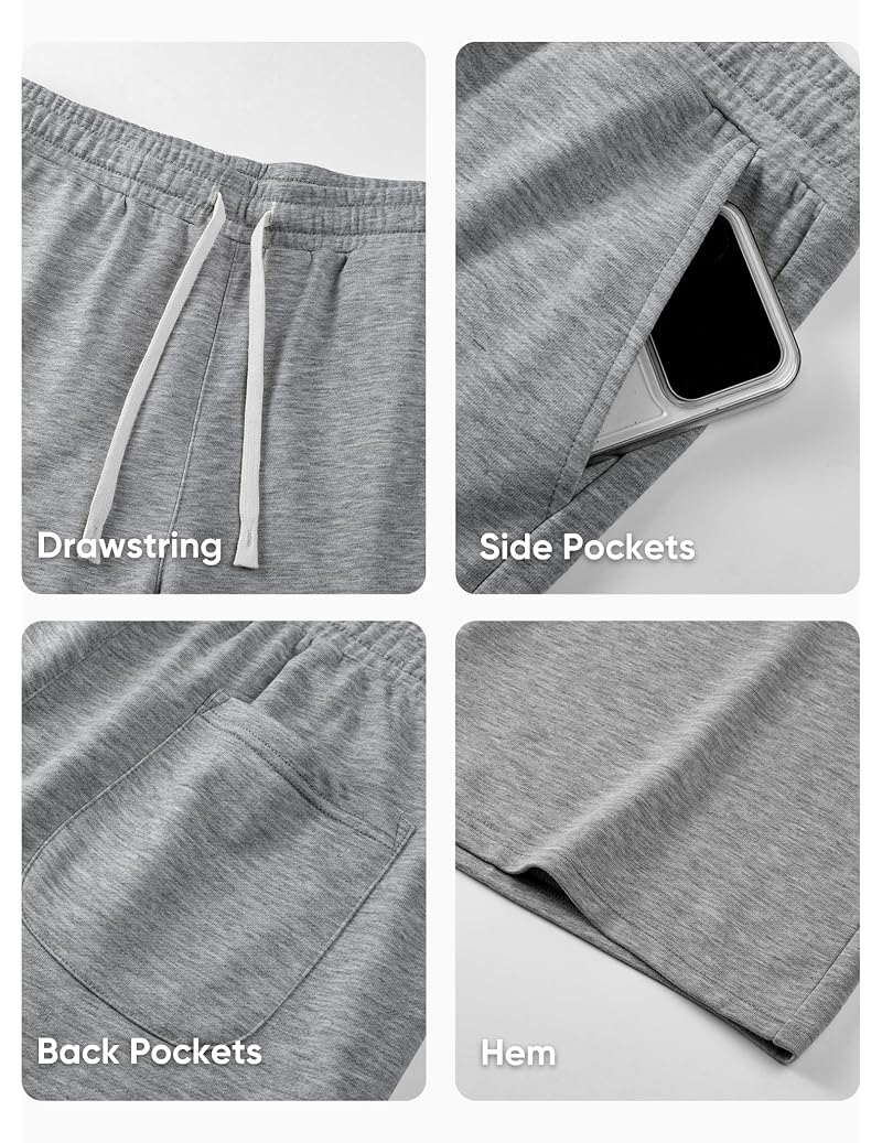 JMIERR Men’s Baggy Sweat Shorts Below Knee - Grey, Medium