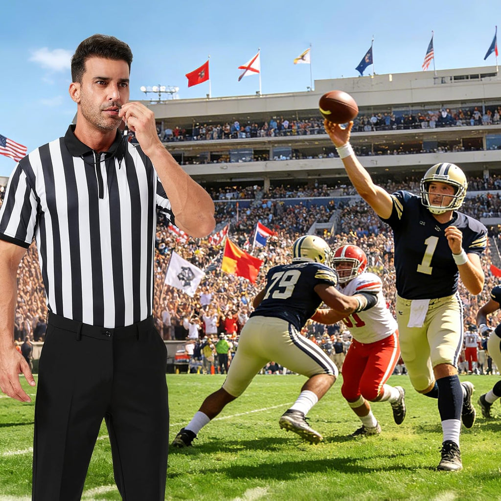 Skiennix Men's Referee Costume Kit - Football Umpire Jersey with Whistle & Penalty Flag | Ideal for Sports & Cosplay