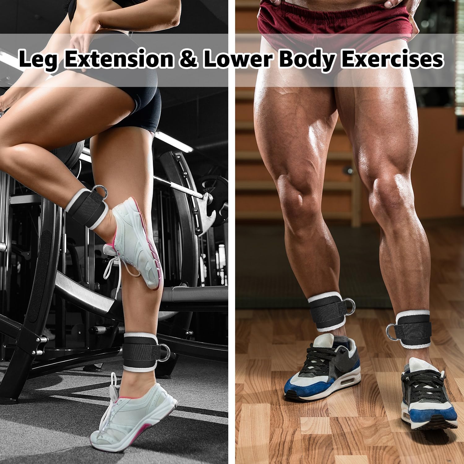 Skiennix Fitness Ankle Straps - Adjustable Neoprene Leg Straps for Glute Kickbacks & Lower Body Workouts