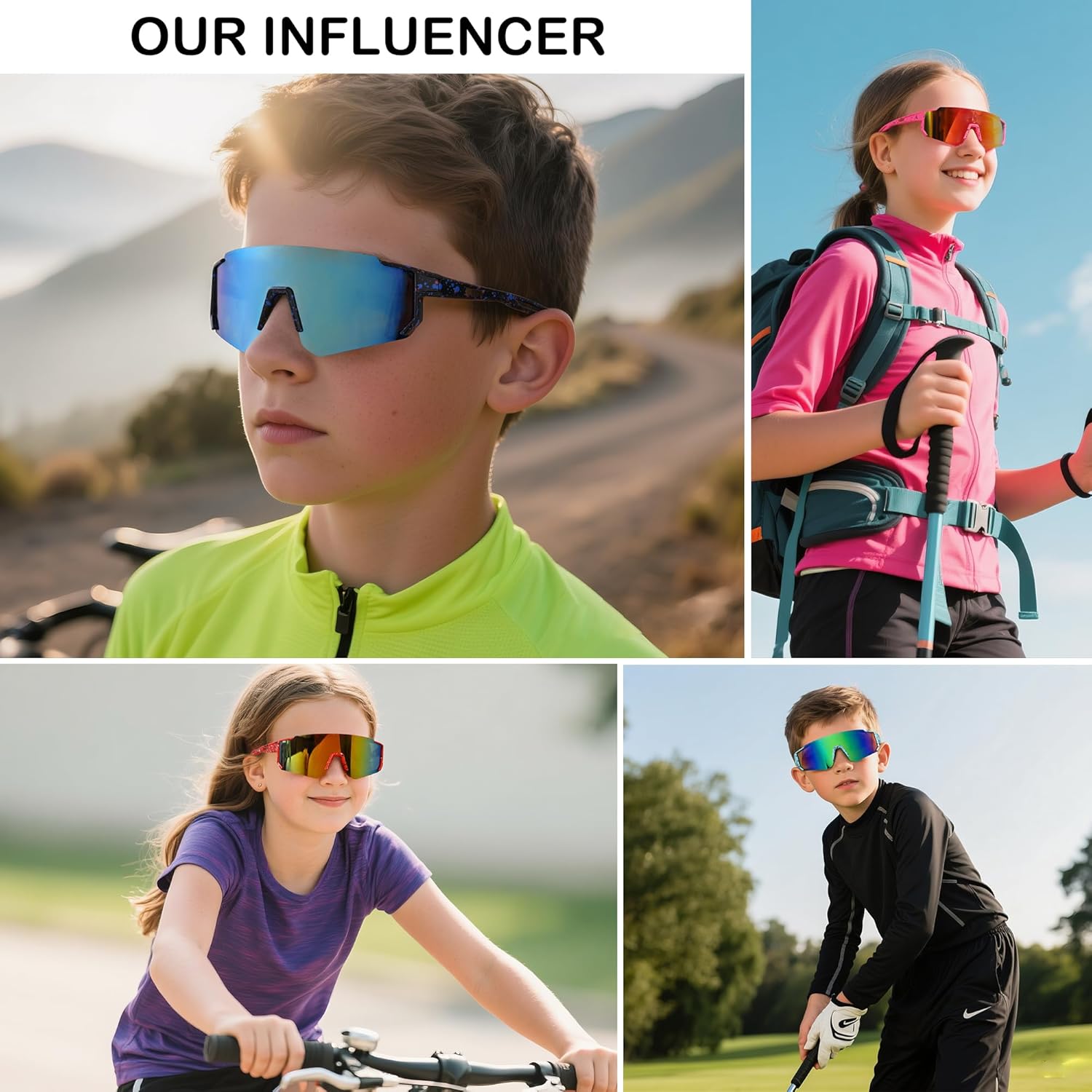 Skiennix Kids Baseball Sunglasses - Youth Sports Shades for Boys & Girls Age 4-10