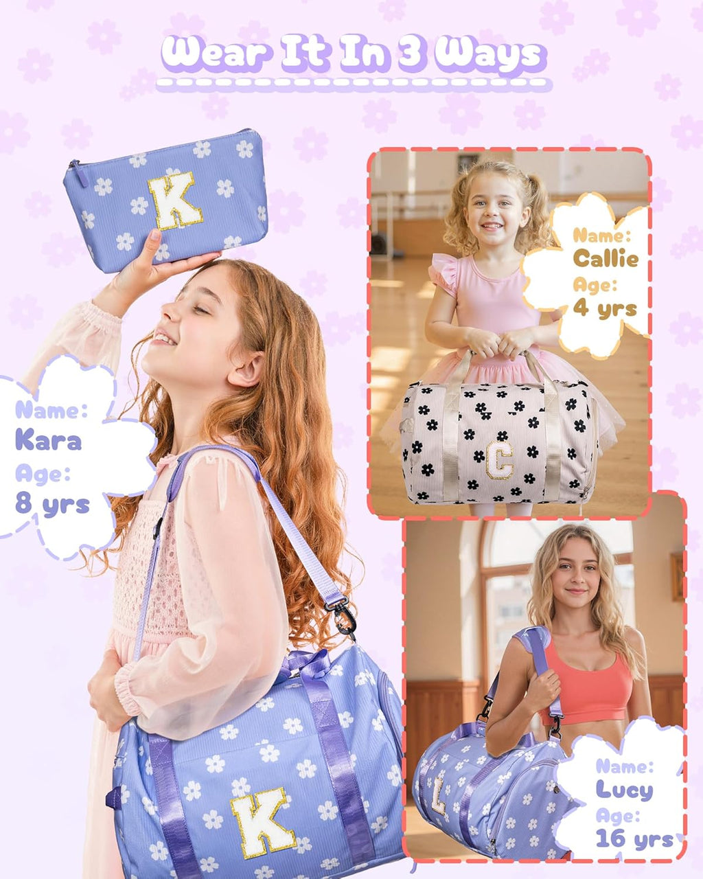 Skiennix Personalized Gym Bag - Cheerleader Duffle with Shoe Compartment & Toiletry Bag | Custom Gift for Girls