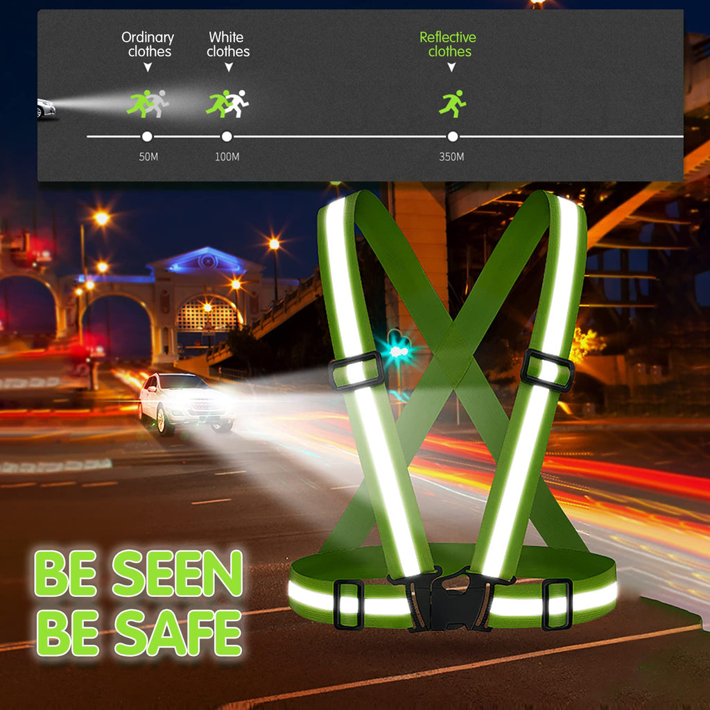 SAGOOITS Reflective Safety Vest 2pcs - High Visibility Vest Adjustable Straps for Outdoor Jogging, Cycling, Walking,Construction Workers,Traffic Control,and Outdoor. Fits Men Women (Green