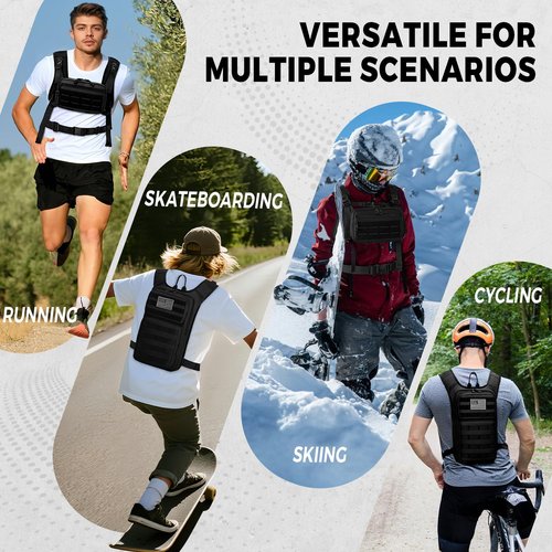 Koculemi Tactical Hydration Backpack with 2L Water Bladder and Front Small Tactical Pouch, Outdoor Water Backpack for Men Women, Sports Hydration Pack for Hiking, Cycling, Climbing (Black, M)