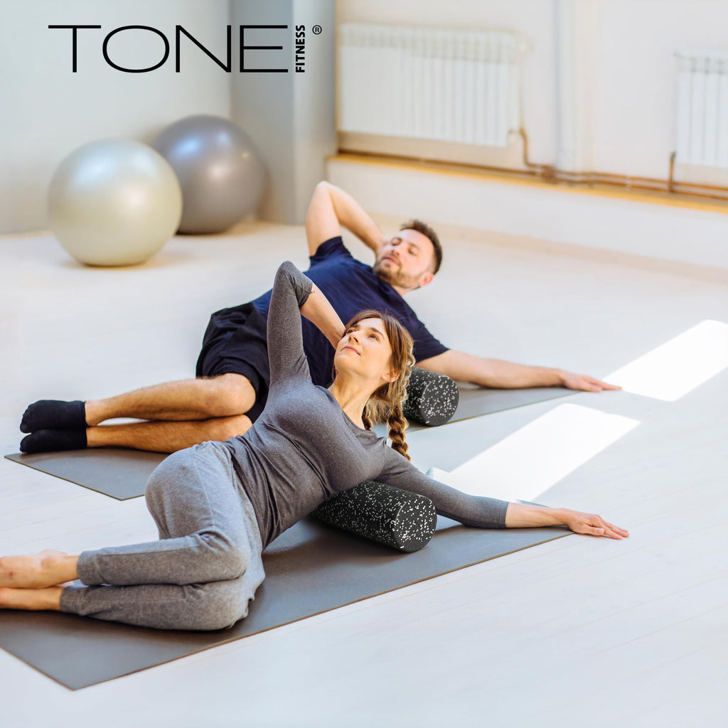 Tone Fitness High Density EPP Foam Exercise Foam Roller for Yoga, Pilates, Stretching, Massage, and Recovery 36 inch Black/White Speckled