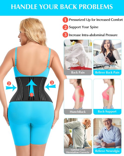 LUXURY-VITA 9 Inch Short Torso Waist Trainer For Women Lower Belly Fat With 9 Steel Bones Body Shaper Zipper Cincher Trimmer Girdle