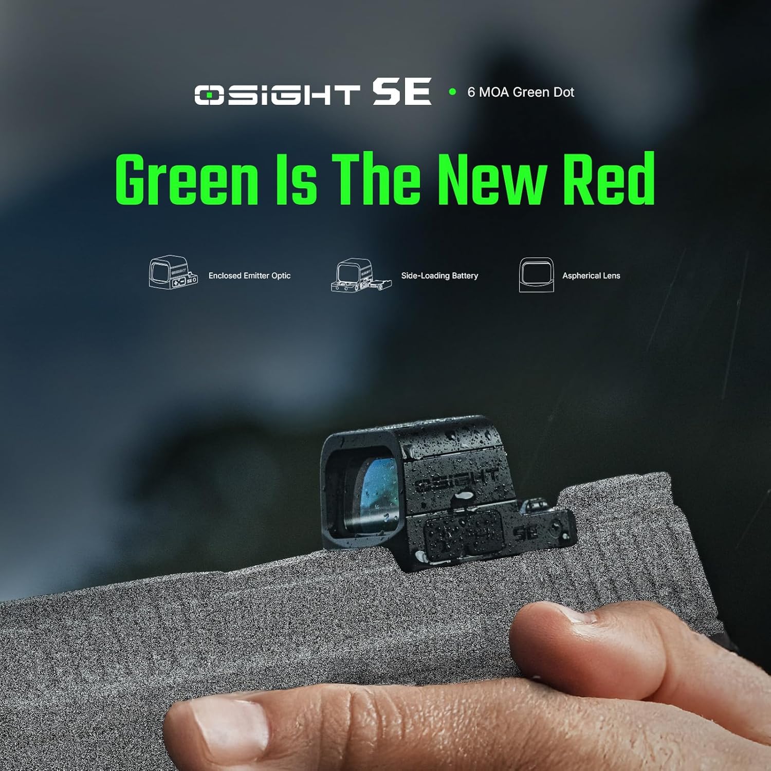 OSIGHT SE 6 MOA Green Dot Micro Sight - Includes RMR to RMSc Adapter Plate for RMR Slide Cut