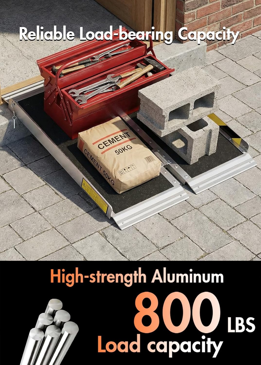 Portable Wheelchair Ramp - 3FT Non-Slip Folding Aluminum Ramp for Home | Supports Up to 800lbs