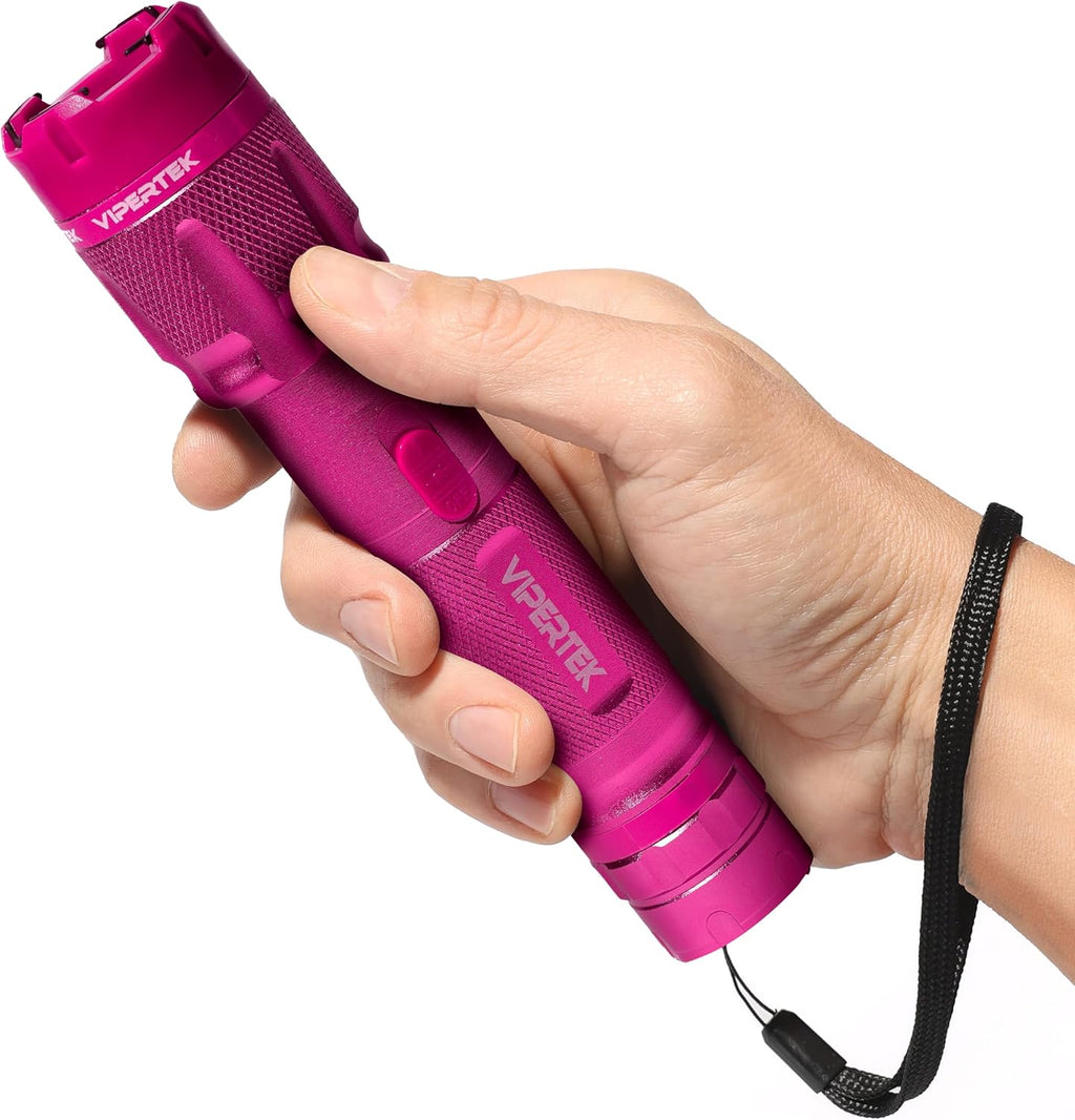 VIPERTEK VTS-T03 Stun Gun - Rechargeable Self Defense Device with LED Flashlight | Pink Color