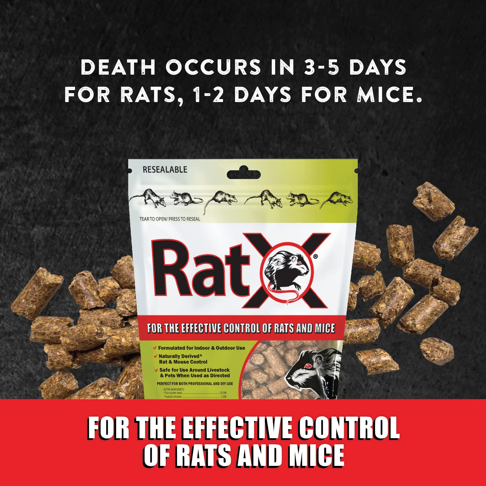 RatX All-Natural Humane Rat and Mouse 1 lb. Bag - EcoClear Products 620101