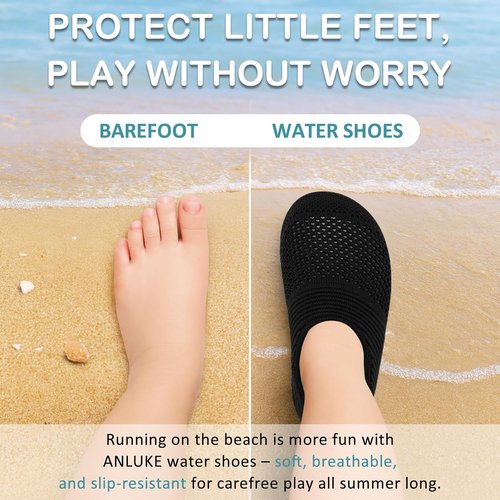 ANLUKE Kids Water Shoes - Quick-Dry Aqua Socks for Swimming | Lightweight & Barefoot Design