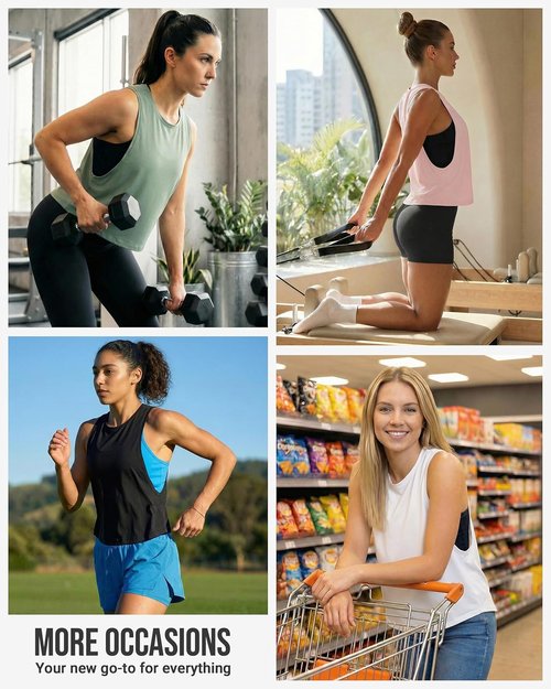 JOYSPELS Workout Tank Tops for Women - Ice Silk Quick-Dry Athletic Crop Top | Loose Fit Yoga & Gym Shirt