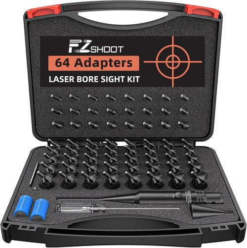 EZshoot Bore Sight Laser - Green/Red with 64 Adapters for 0.17 to 12 GA Calibers - Precise Alignment