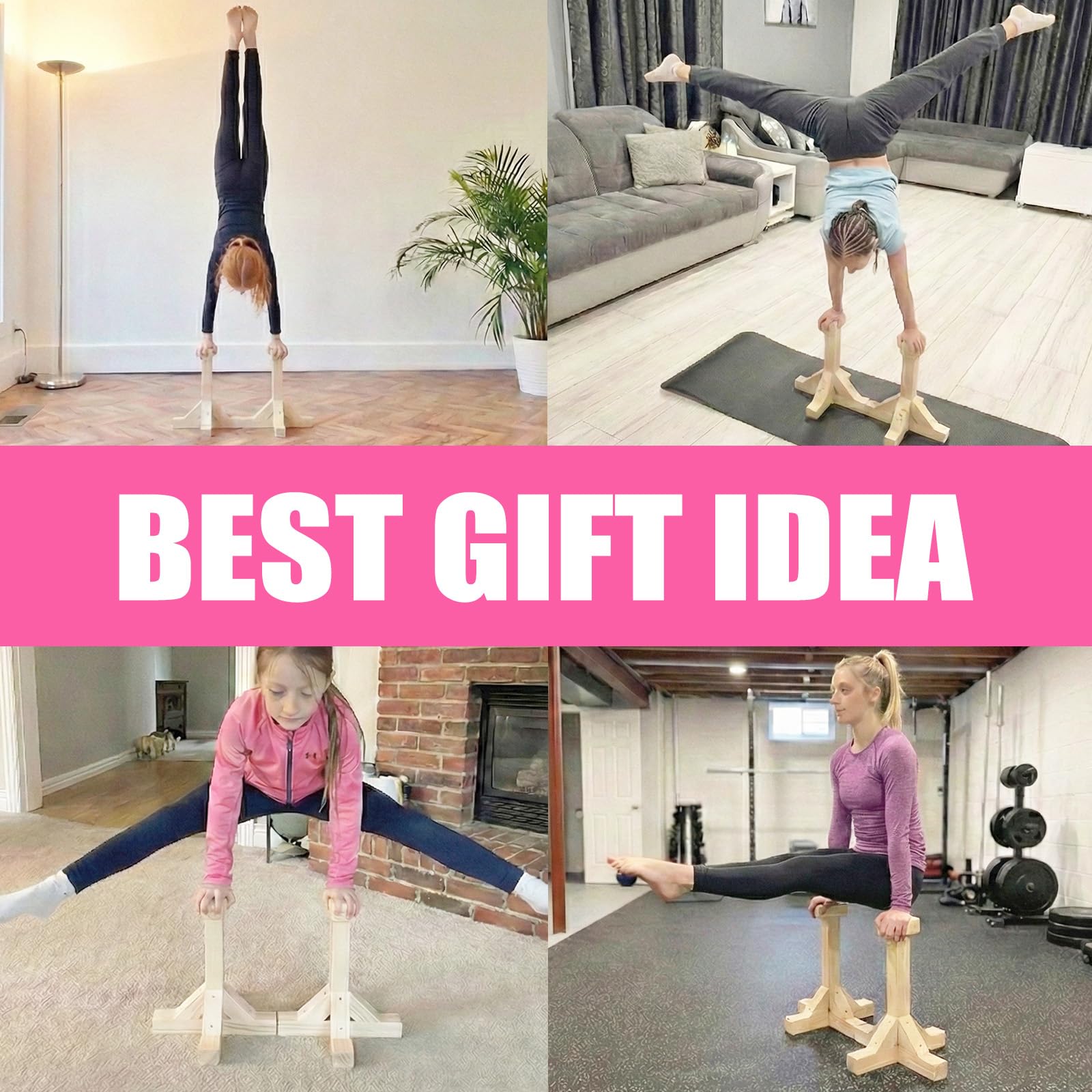 SAMTROY Handstand Canes for Balance Training, Stable Wooden Handstand Blocks with Non-Slip Base & Moisture-Absorbent Grip, Portable Bodyweight Training Equipment for Home Gym & Strength Practice