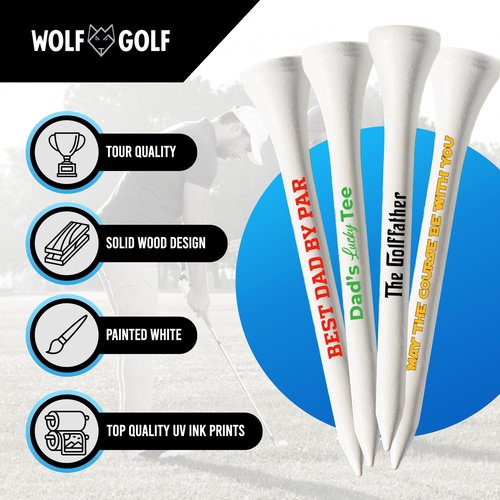 Best Dad Golf Tees or Best Grandpa Golf Tees - Set of 40 Golf Tees in Bulk - Best Dad by Par Tees - Golf Tee Gift Set