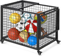 AECOJOY Rolling Basketball Cart - Versatile Sports Equipment Organizer with Wheels for Indoor & Outdoor Use
