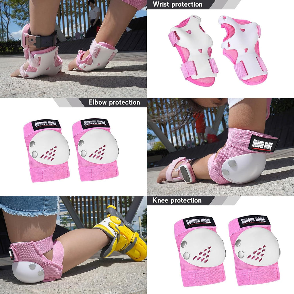 Skiennix Kids Protective Gear Set - Knee Pads, Elbow Pads & Wrist Guards | For Ages 3-15, Ideal for Roller Skating, Cycling & More