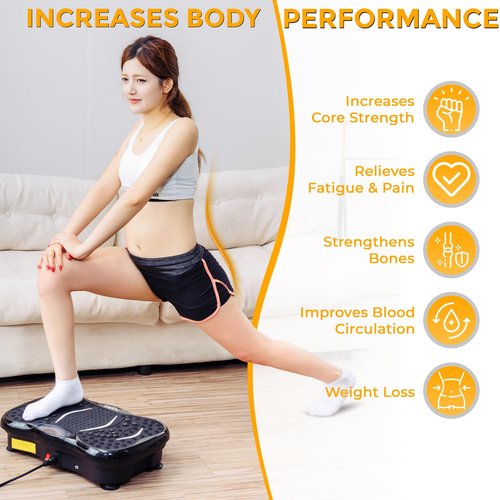 GymAora Vibration Plate Exercise Machine for Whole Body Workout, 330 LBs Lymphatic Drainage Machine for Weight Loss, 120 Adjustable Speed Vibration Platform w/Resistance Bands & Bulit-in-USB Speaker