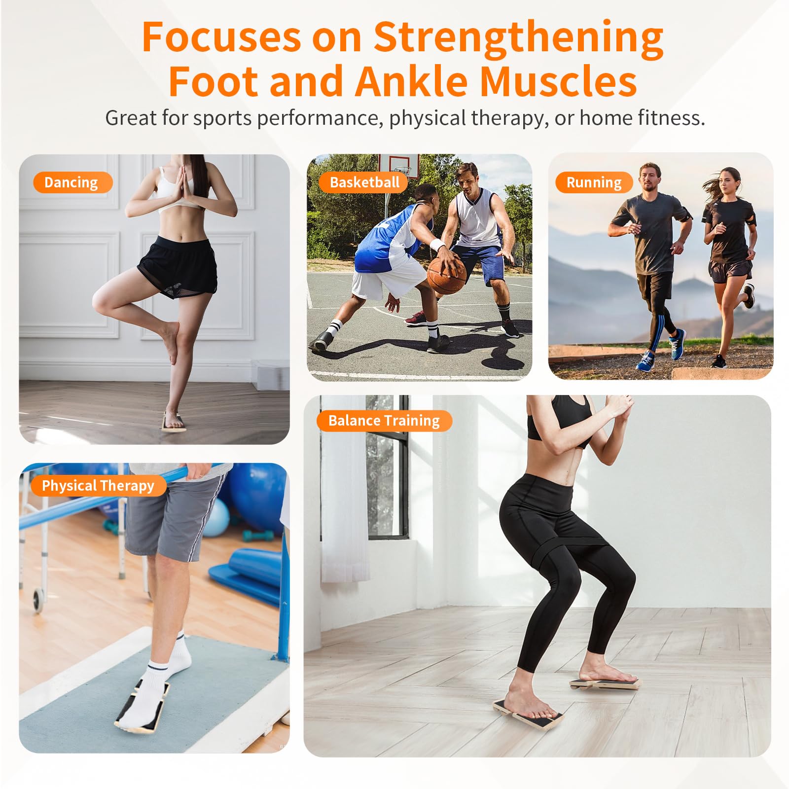 Nuaoi Ankle Balance Board Foot Trainer - 2 x Single Leg Balance Board Ankle Exerciser Strengthener with 6 Balance Bars & 5 Resistance Bands for Balance Training Sprained Ankles Plantar Fasciitis
