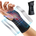 Rakiie Carpal Tunnel Wrist Brace Left Hand, Adjustable Night Wrist Support with 3 Metal Splints, Hand Brace for Men Women No Pressure on Thumb, Splint Stabilizer for Work, Arthritis, Gray Medium