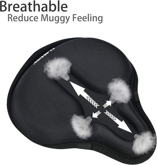 DAWAY Bike Seat Cover - Comfortable Silicone Gel & Memory Foam Cushion for Men & Women | Fits Peloton & Mountain Bikes - XL/Large/Small